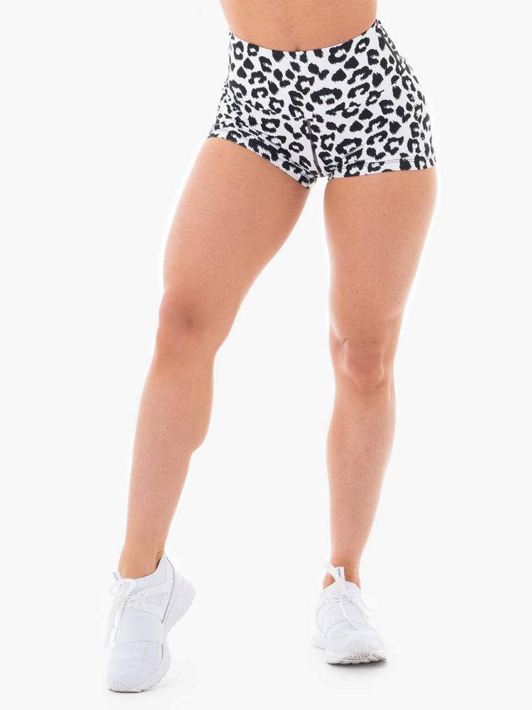 Szorty Damskie Ryderwear Women Shorts Animal Scrunch Bum Białe Panterka | PL2123ZG