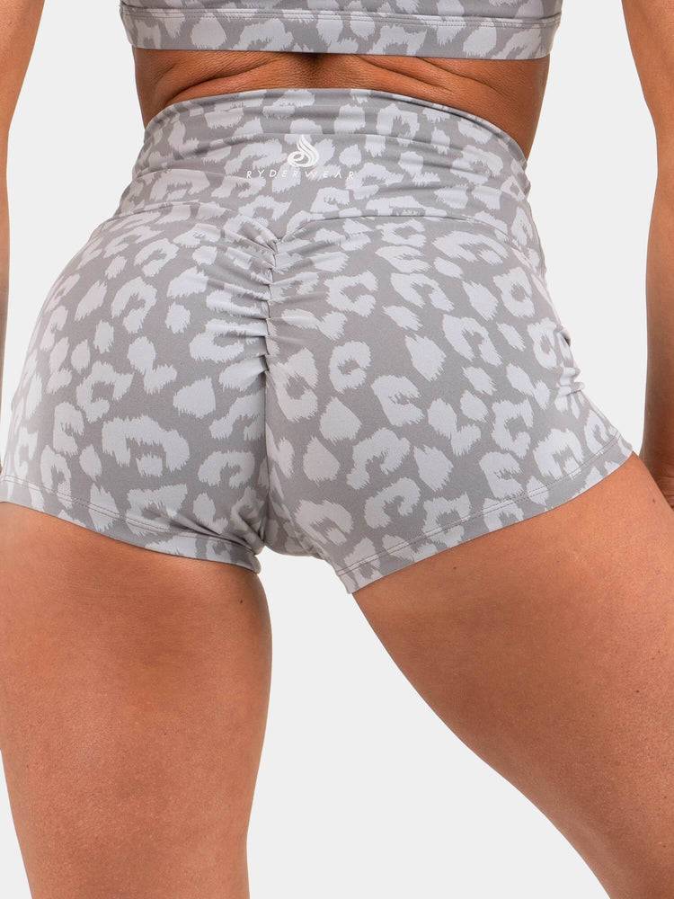 Szorty Damskie Ryderwear Women Shorts Animal Scrunch Bum Panterka Szare | PL2138OR