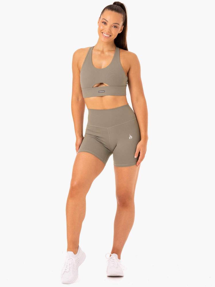 Szorty Damskie Ryderwear Women Shorts Base High Waisted Khaki | PL1976EX