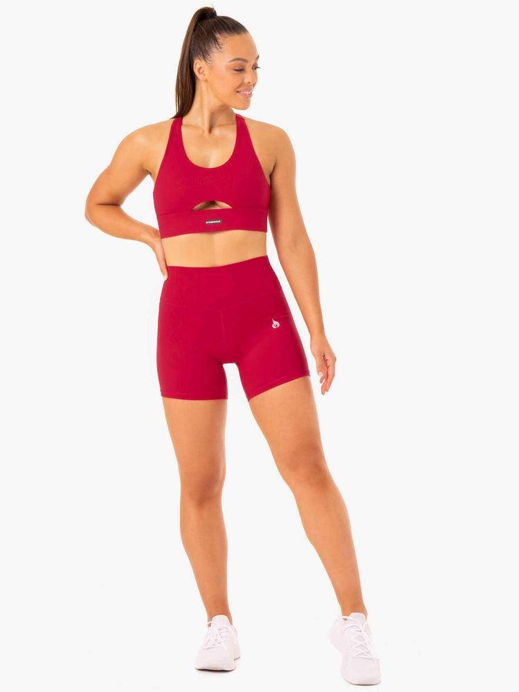 Szorty Damskie Ryderwear Women Shorts Base High Waisted Różowe Czerwone | PL2157WY