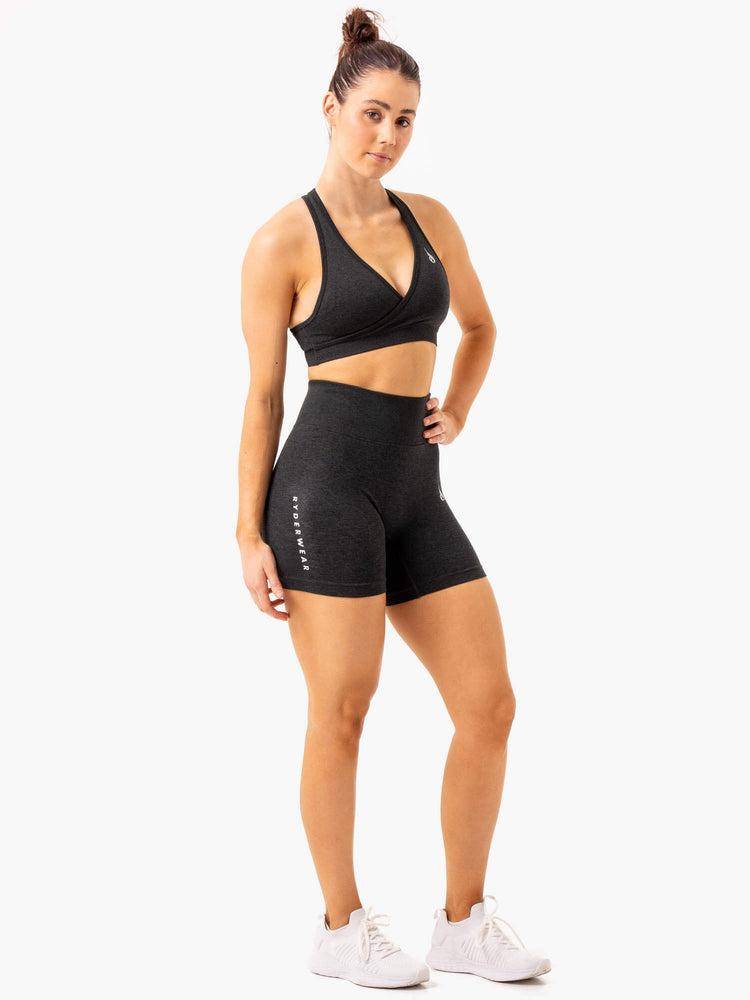 Szorty Damskie Ryderwear Women Shorts Essential Seamless Czarne | PL2095KI