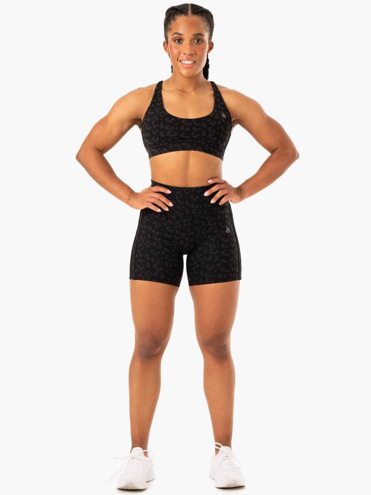 Szorty Damskie Ryderwear Women Shorts Evolution High Waisted Scrunch Czarne Panterka | PL1971BC