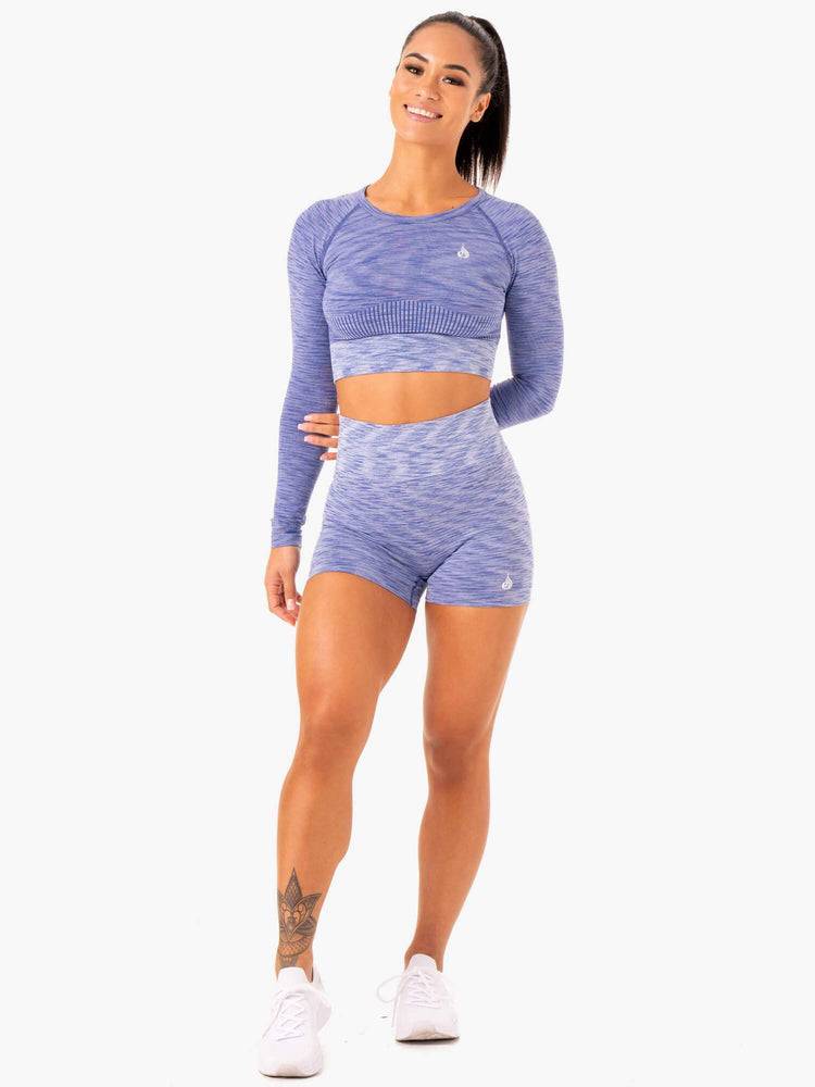 Szorty Damskie Ryderwear Women Shorts Evolve Seamless High Waisted Niebieskie | PL2103MA