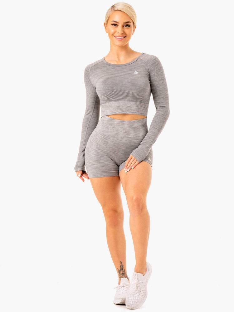 Szorty Damskie Ryderwear Women Shorts Evolve Seamless High Waisted Szare | PL2141SO