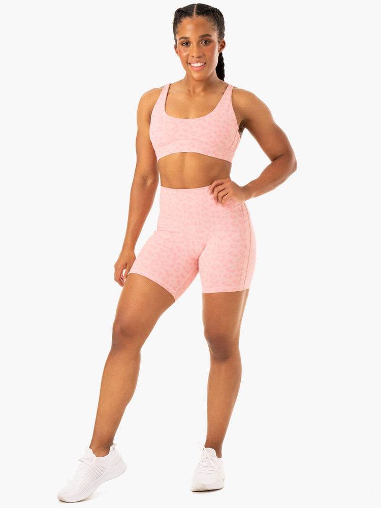 Szorty Damskie Ryderwear Women Shorts Evolution High Waisted Scrunch Różowe Panterka | PL2191PQ