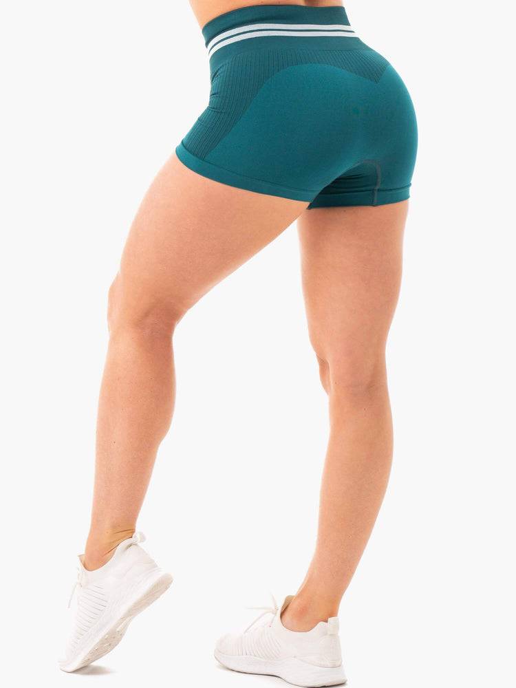 Szorty Damskie Ryderwear Women Shorts Freestyle Seamless High Waisted Turkusowe Zielone | PL2109YU