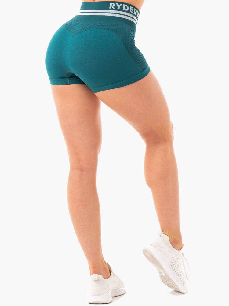 Szorty Damskie Ryderwear Women Shorts Freestyle Seamless High Waisted Turkusowe Zielone | PL2109YU