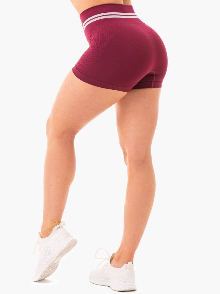 Szorty Damskie Ryderwear Women Shorts Freestyle Seamless High Waisted Bordowe | PL2146JJ