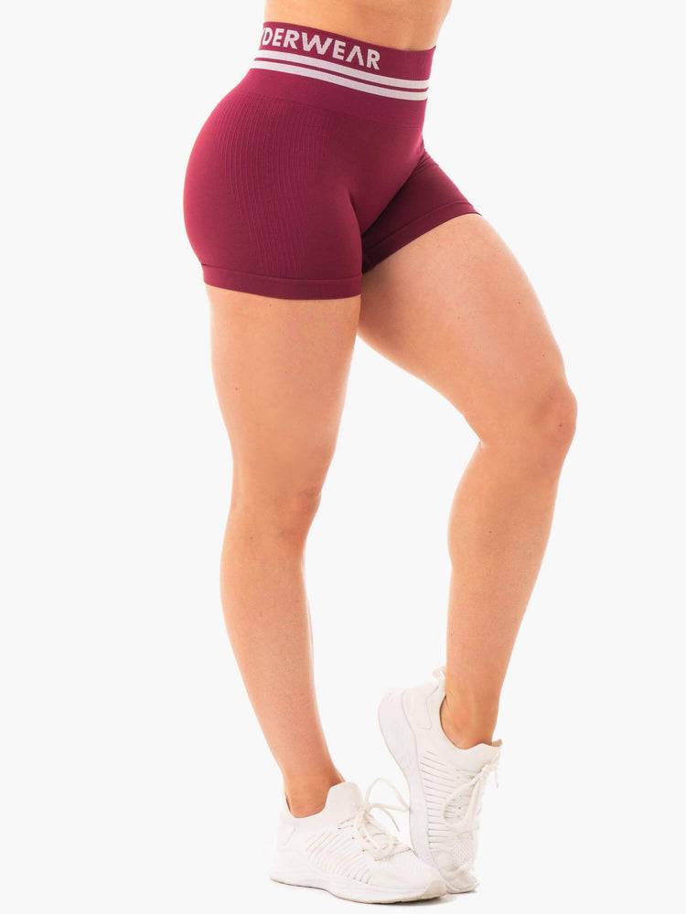 Szorty Damskie Ryderwear Women Shorts Freestyle Seamless High Waisted Bordowe | PL2146JJ