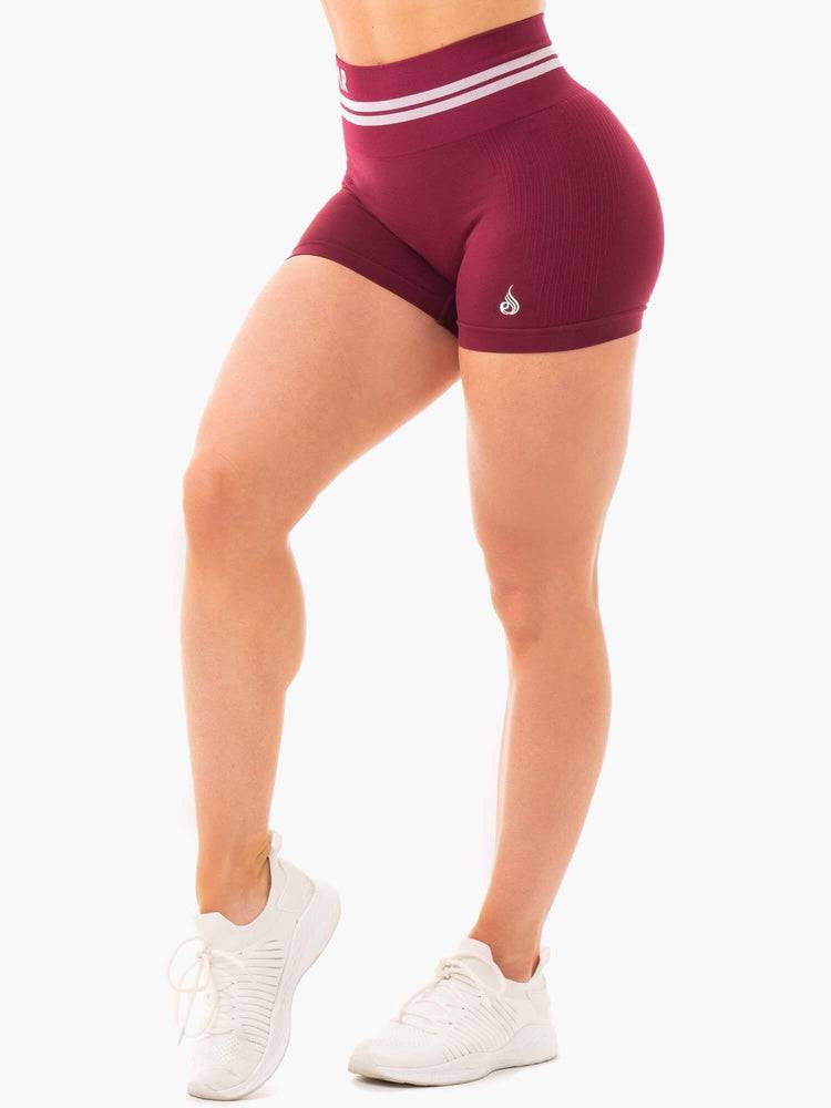 Szorty Damskie Ryderwear Women Shorts Freestyle Seamless High Waisted Bordowe | PL2146JJ