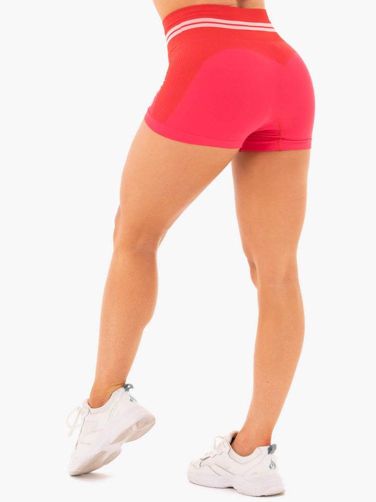 Szorty Damskie Ryderwear Women Shorts Freestyle Seamless High Waisted Czerwone | PL2169FM