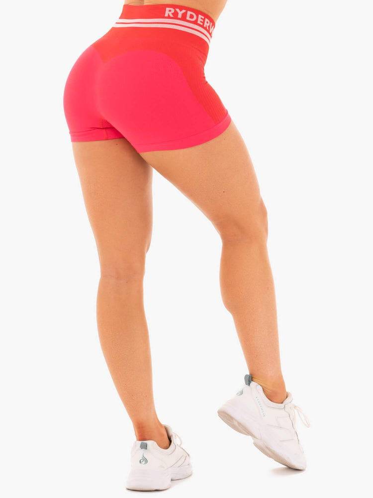 Szorty Damskie Ryderwear Women Shorts Freestyle Seamless High Waisted Czerwone | PL2169FM