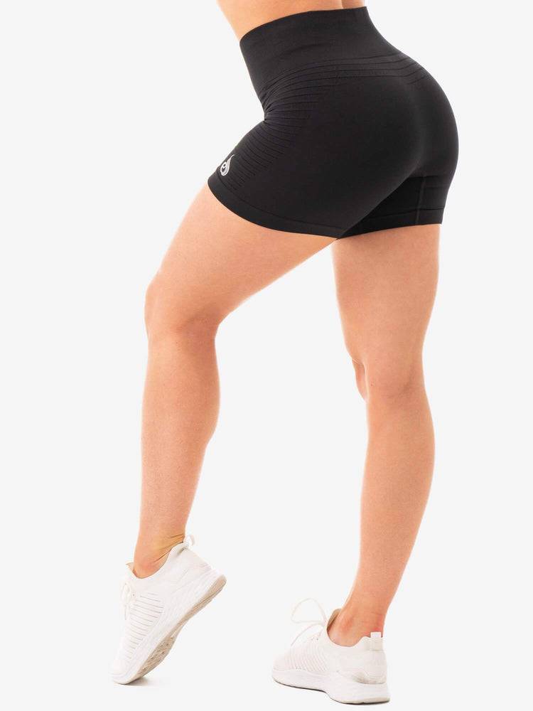 Szorty Damskie Ryderwear Women Shorts Geo Seamless High Waisted Czarne | PL2108TV