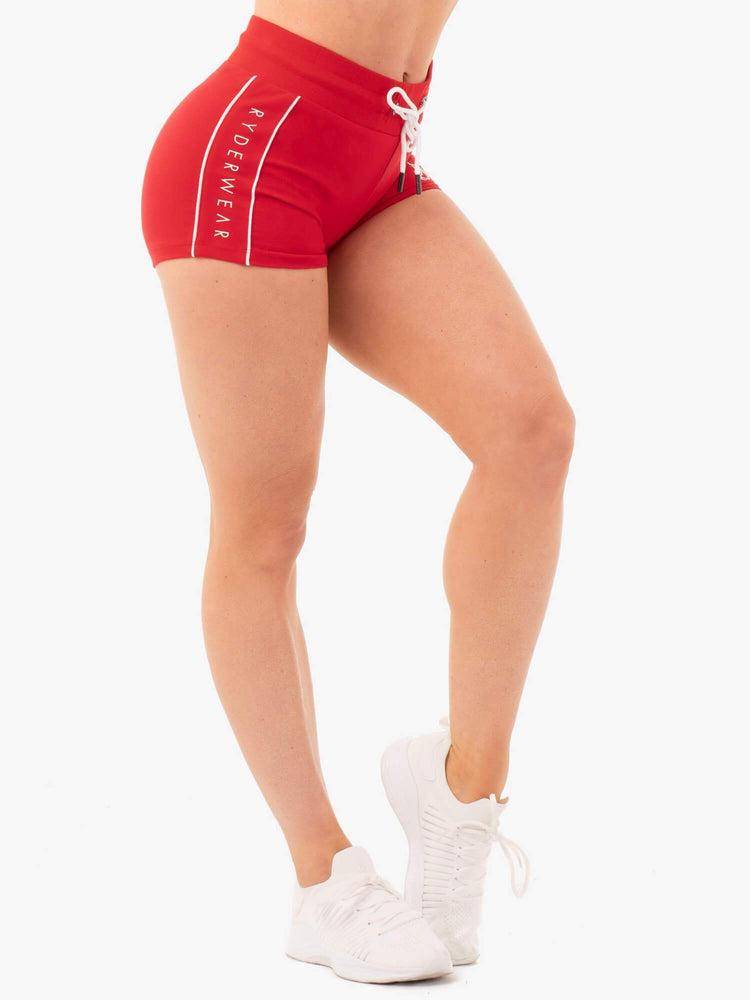 Szorty Damskie Ryderwear Women Shorts High Waisted Track Czerwone | PL2215IS