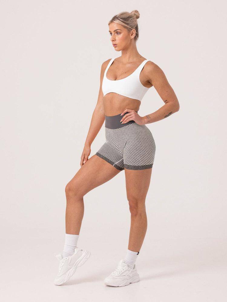 Szorty Damskie Ryderwear Women Shorts Honeycomb Scrunch Seamless Szare | PL2029RW