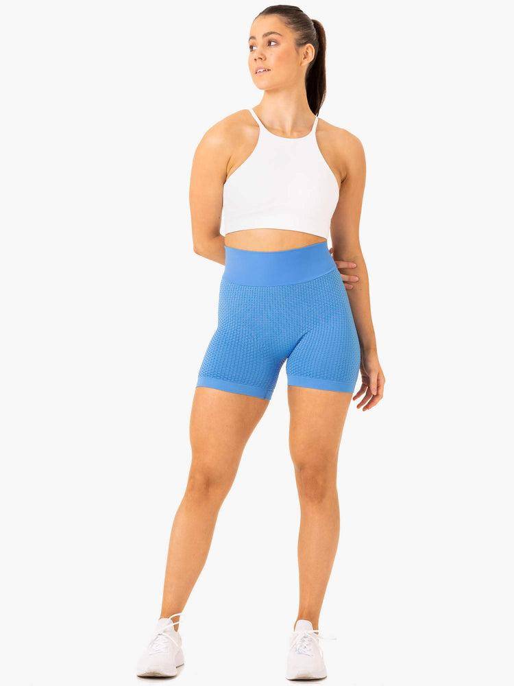 Szorty Damskie Ryderwear Women Shorts Honeycomb Scrunch Seamless Głęboka Niebieskie | PL2043KI