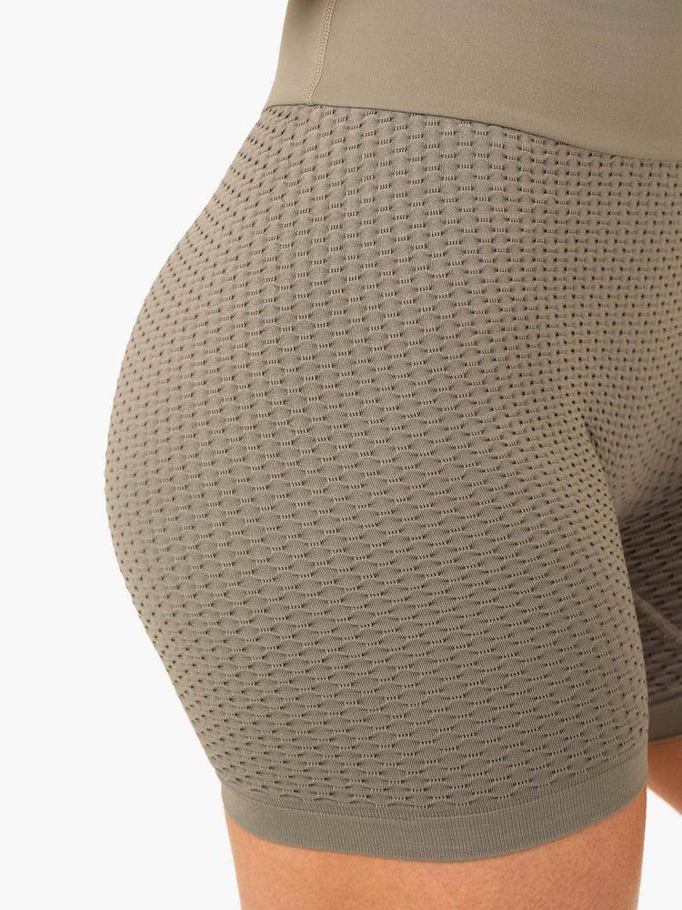 Szorty Damskie Ryderwear Women Shorts Honeycomb Scrunch Seamless Khaki | PL2058UT