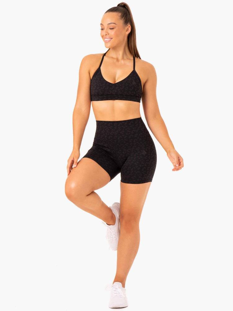 Szorty Damskie Ryderwear Women Shorts Hybryd Mid Length Czarne Panterka | PL2121KI