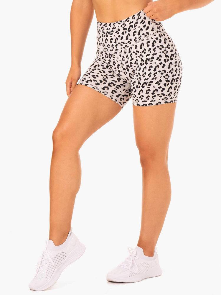 Szorty Damskie Ryderwear Women Shorts Hybryd Mid Length Białe Panterka | PL2199KI