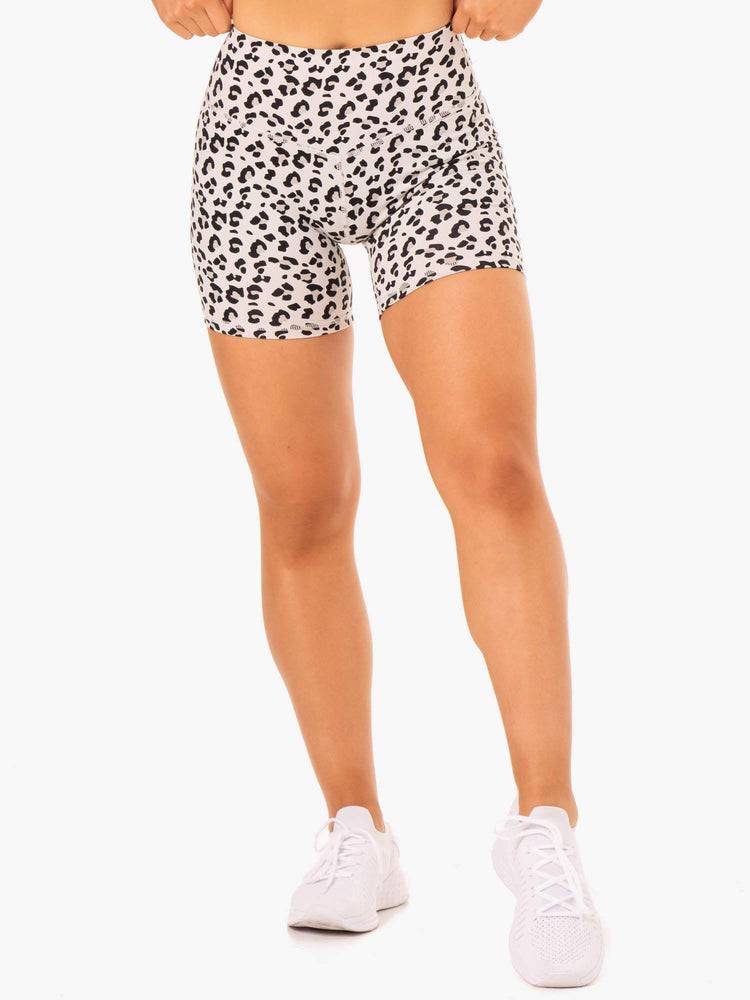 Szorty Damskie Ryderwear Women Shorts Hybryd Mid Length Białe Panterka | PL2199KI