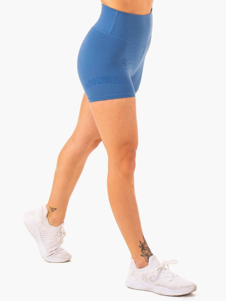 Szorty Damskie Ryderwear Women Shorts Knockout High Waisted Scrunch Mid Length Niebieskie | PL2181MA