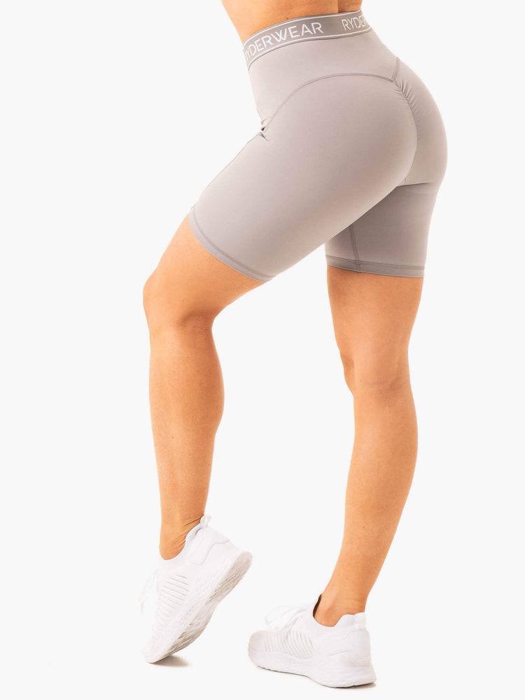 Szorty Damskie Ryderwear Women Shorts Level Up High Waisted Scrunch Szare | PL2067HK