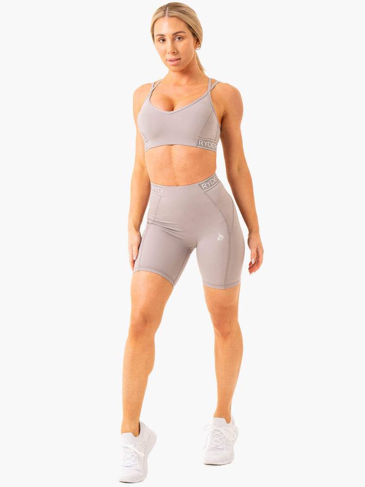 Szorty Damskie Ryderwear Women Shorts Level Up High Waisted Scrunch Szare | PL2067HK