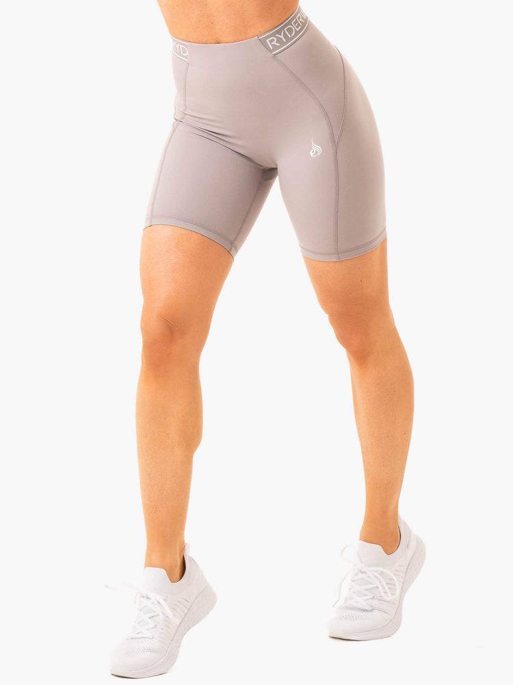 Szorty Damskie Ryderwear Women Shorts Level Up High Waisted Scrunch Szare | PL2067HK