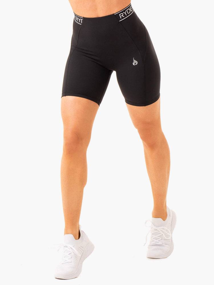 Szorty Damskie Ryderwear Women Shorts Level Up High Waisted Scrunch Czarne | PL2128NB