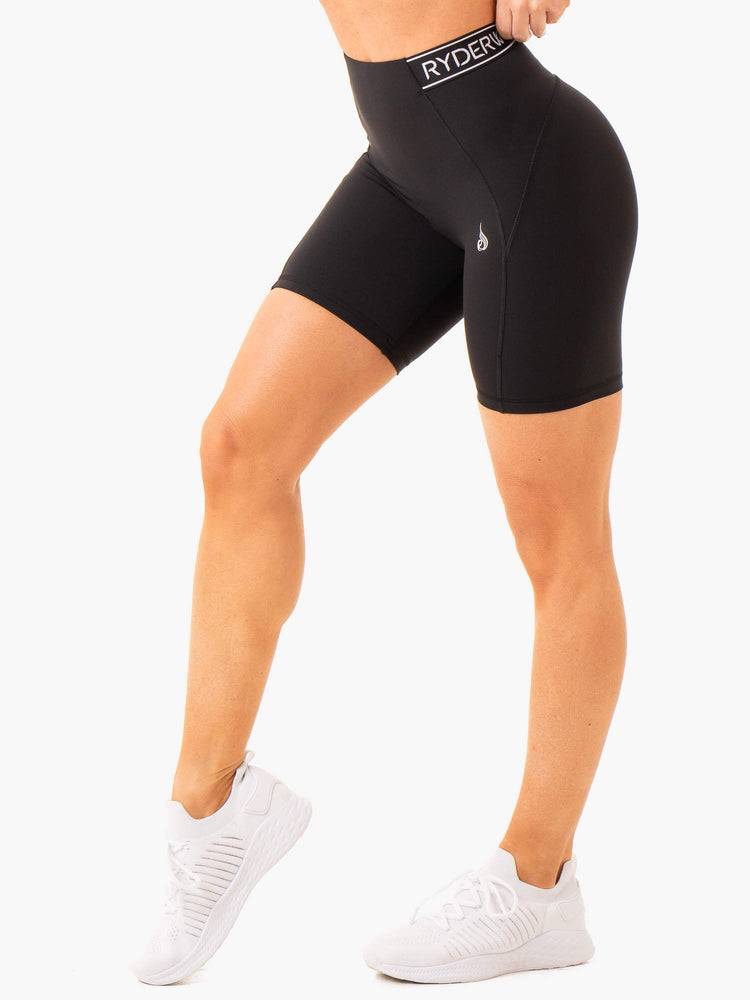 Szorty Damskie Ryderwear Women Shorts Level Up High Waisted Scrunch Czarne | PL2128NB