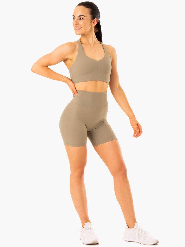 Szorty Damskie Ryderwear Women Shorts NKD Refine High Waisted Khaki | PL1990JJ