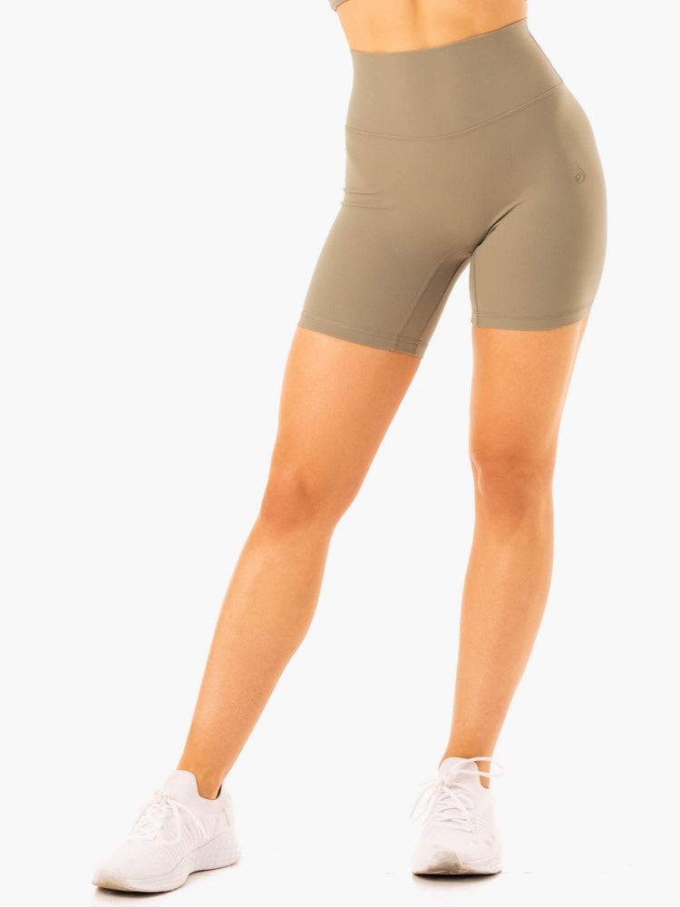 Szorty Damskie Ryderwear Women Shorts NKD Refine High Waisted Khaki | PL1990JJ