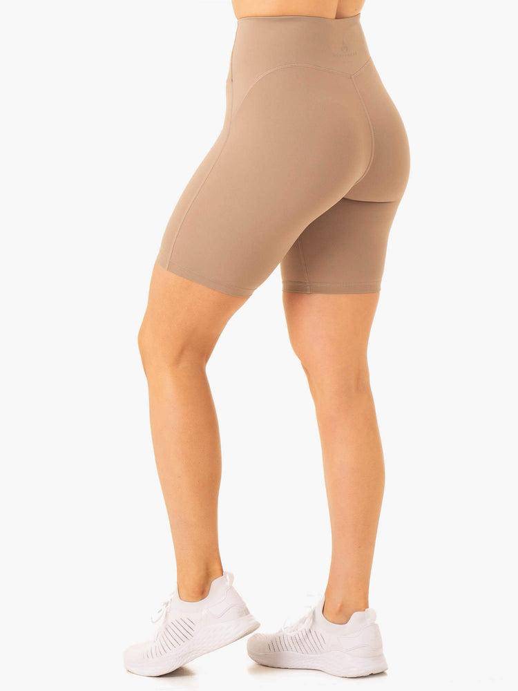 Szorty Damskie Ryderwear Women Shorts NKD Frame High Waisted Bike Taupe | PL2071ZG