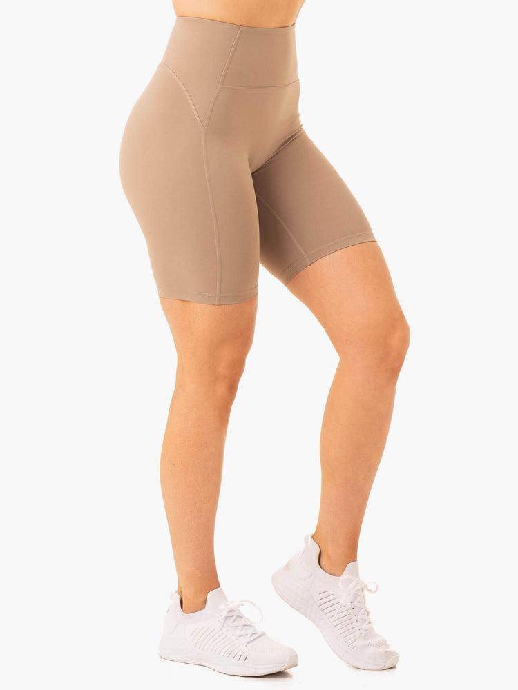 Szorty Damskie Ryderwear Women Shorts NKD Frame High Waisted Bike Taupe | PL2071ZG