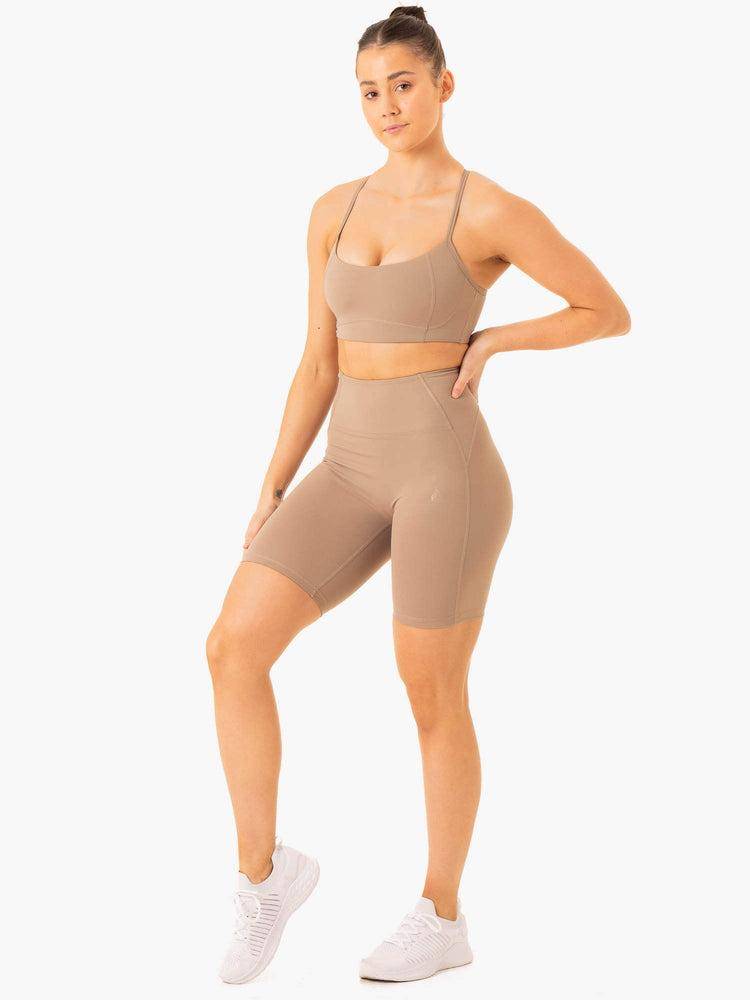 Szorty Damskie Ryderwear Women Shorts NKD Frame High Waisted Bike Taupe | PL2071ZG