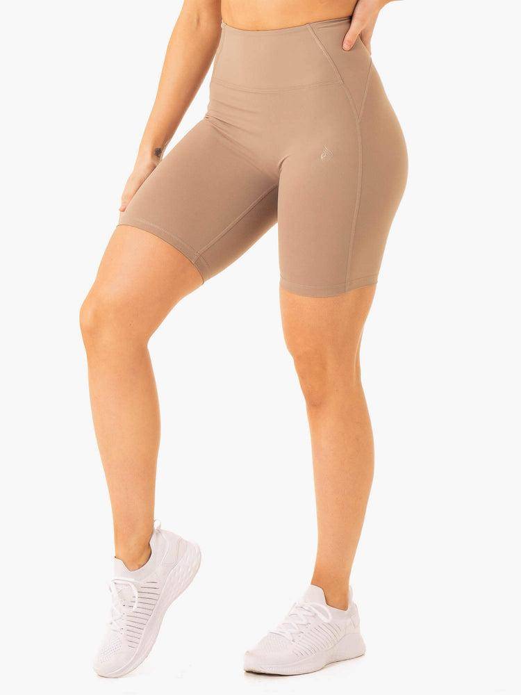 Szorty Damskie Ryderwear Women Shorts NKD Frame High Waisted Bike Taupe | PL2071ZG