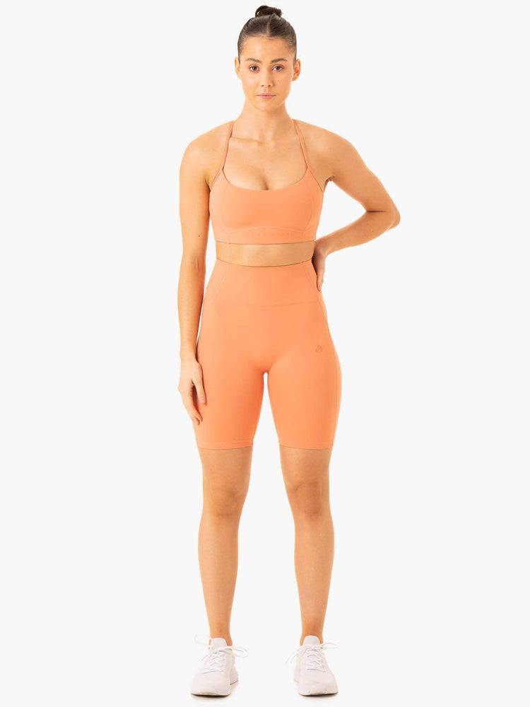 Szorty Damskie Ryderwear Women Shorts NKD Frame High Waisted Bike Pomarańczowe | PL2091FM