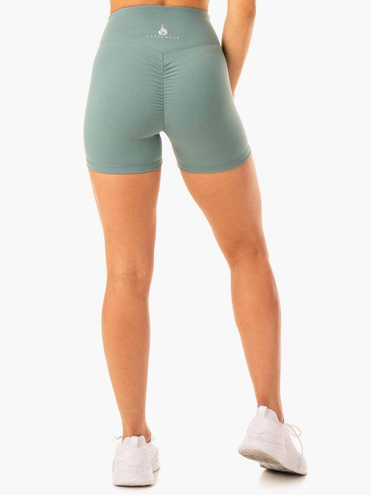 Szorty Damskie Ryderwear Women Shorts Revival Scrunch Bum Oliwkowe Zielone | PL2033IS