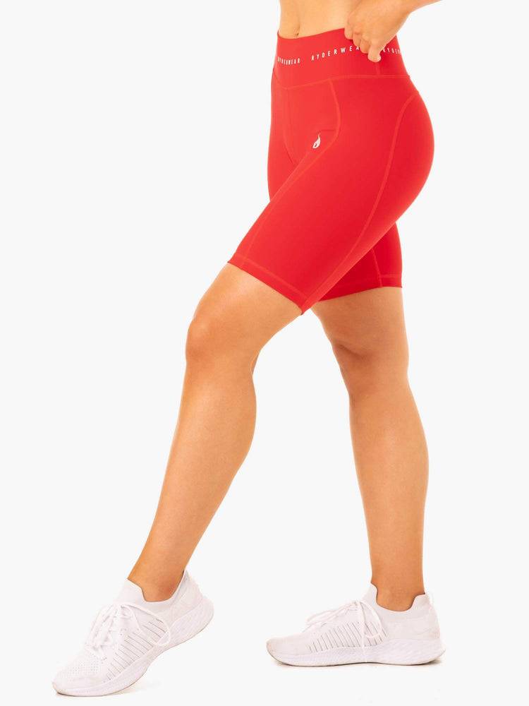 Szorty Damskie Ryderwear Women Shorts Reflex High Waisted Bike Czerwone | PL2051MA