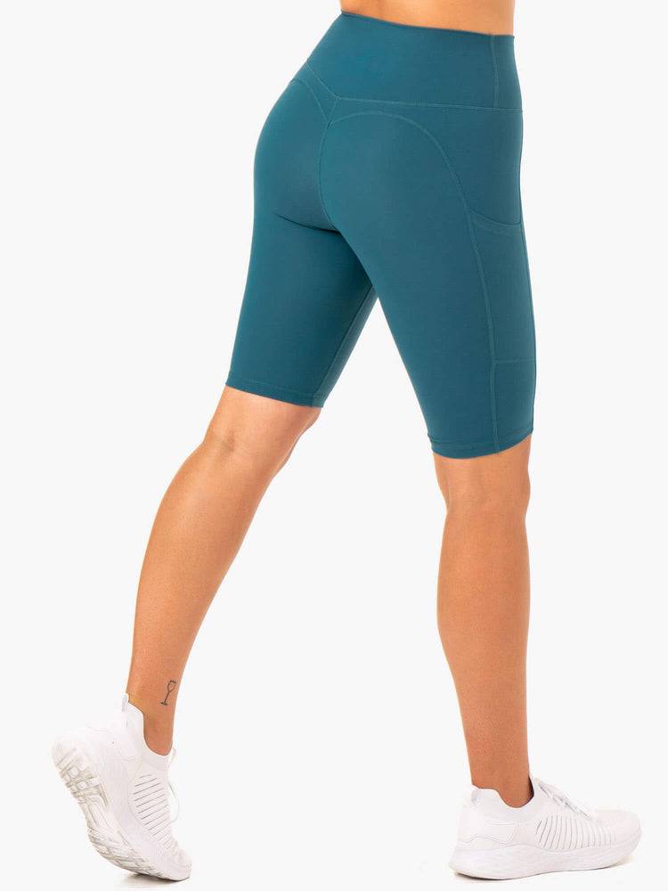 Szorty Damskie Ryderwear Women Shorts Reset High Waisted Pocket Bike Turkusowe | PL2061PQ