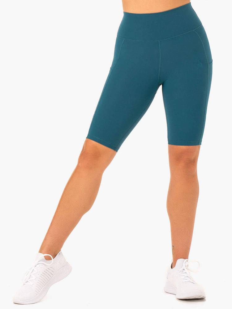 Szorty Damskie Ryderwear Women Shorts Reset High Waisted Pocket Bike Turkusowe | PL2061PQ