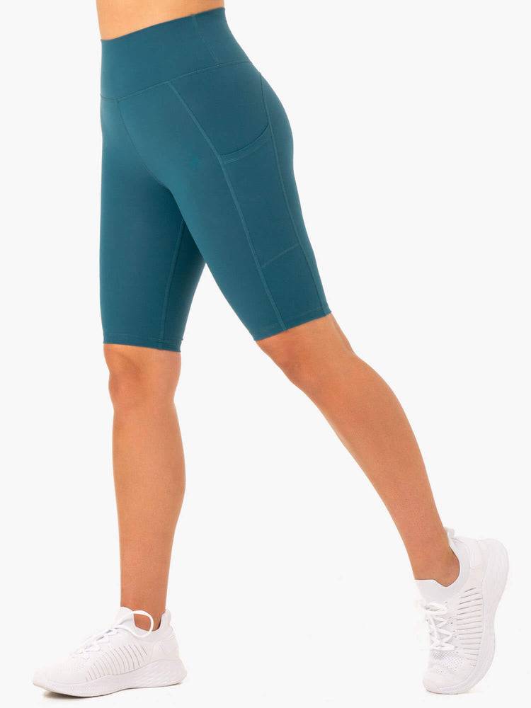 Szorty Damskie Ryderwear Women Shorts Reset High Waisted Pocket Bike Turkusowe | PL2061PQ