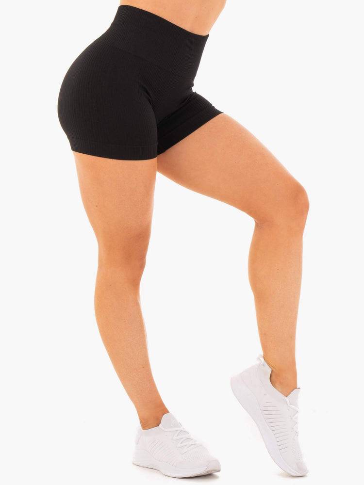 Szorty Damskie Ryderwear Women Shorts Rib Seamless Czarne | PL1947MA