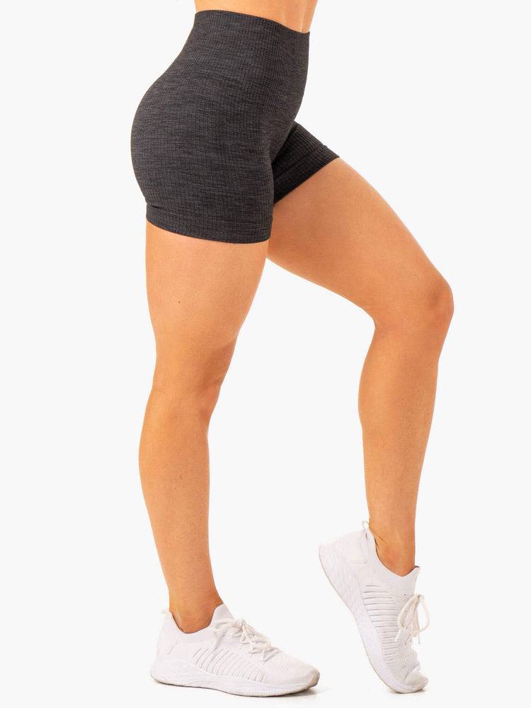 Szorty Damskie Ryderwear Women Shorts Rib Seamless Czarne | PL1975WY