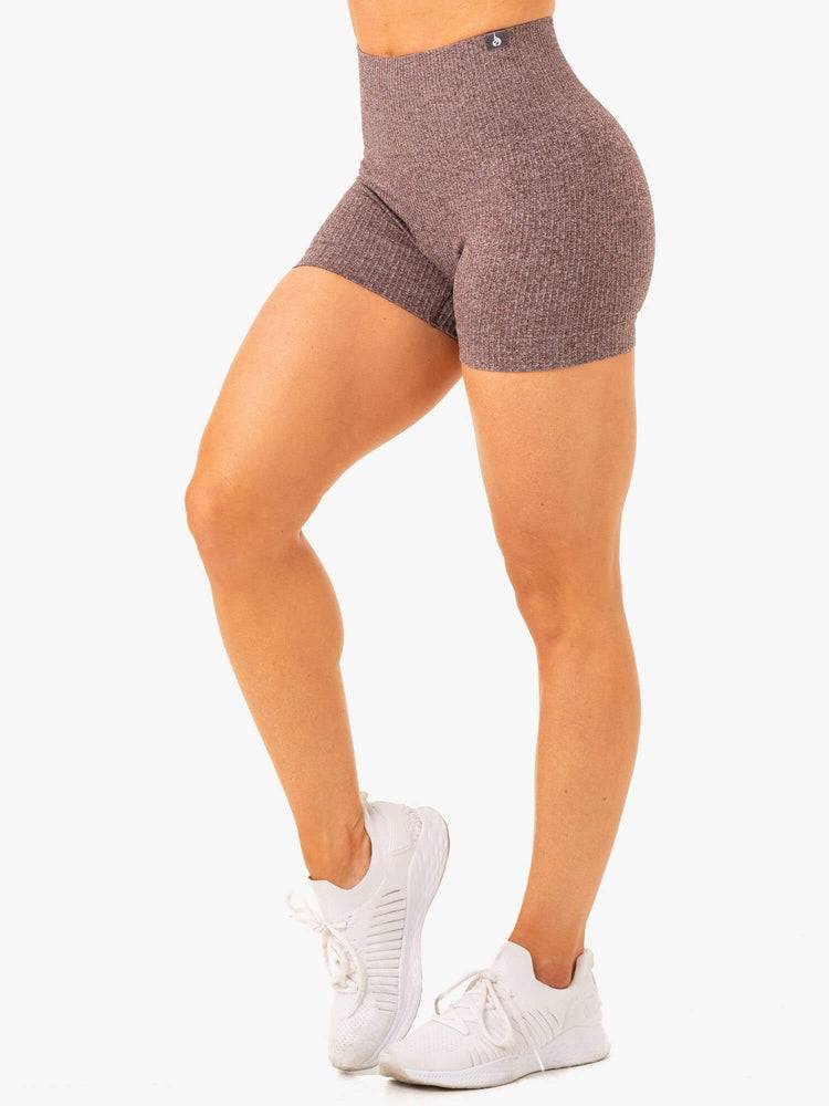 Szorty Damskie Ryderwear Women Shorts Rib Seamless Czekolada | PL1988GL