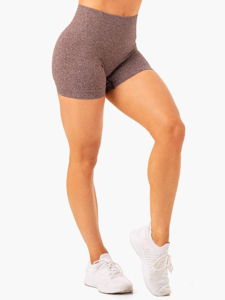 Szorty Damskie Ryderwear Women Shorts Rib Seamless Czekolada | PL1988GL