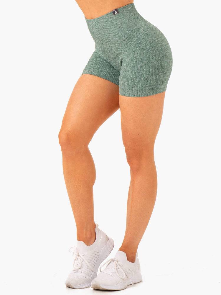 Szorty Damskie Ryderwear Women Shorts Rib Seamless Zielone | PL2016JJ