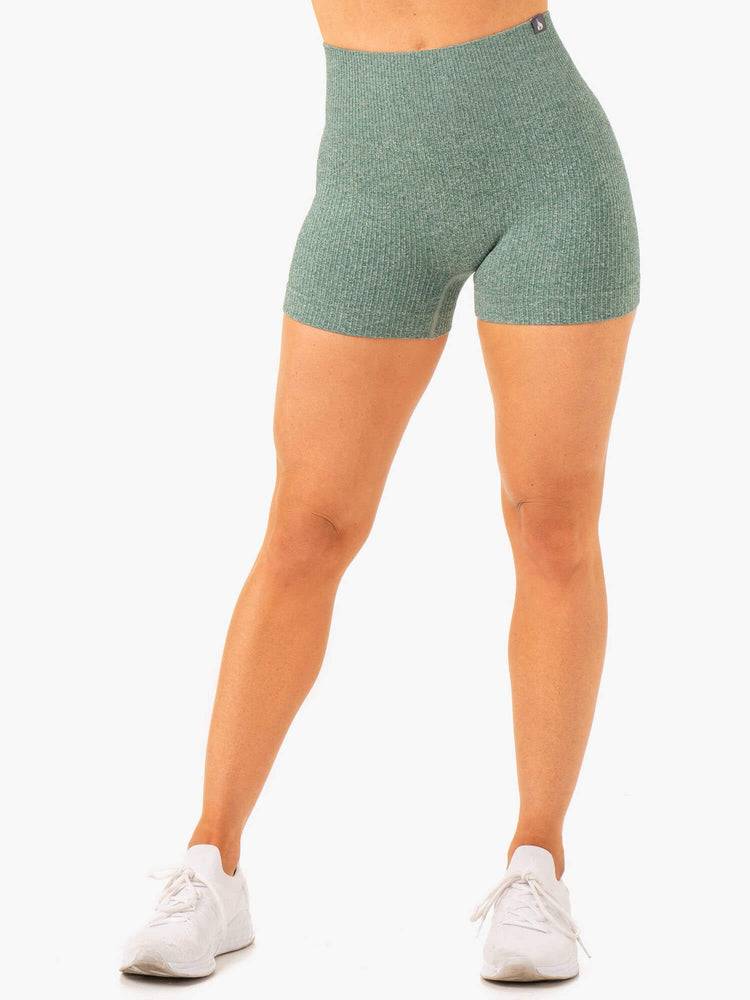 Szorty Damskie Ryderwear Women Shorts Rib Seamless Zielone | PL2016JJ