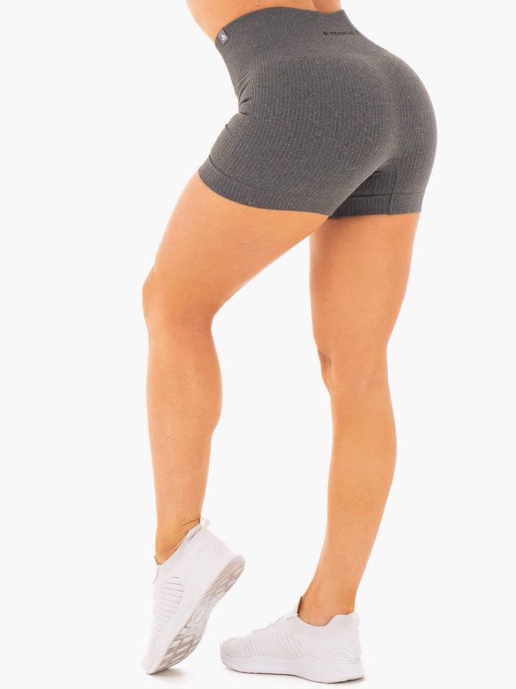 Szorty Damskie Ryderwear Women Shorts Rib Seamless Szare | PL2131WY