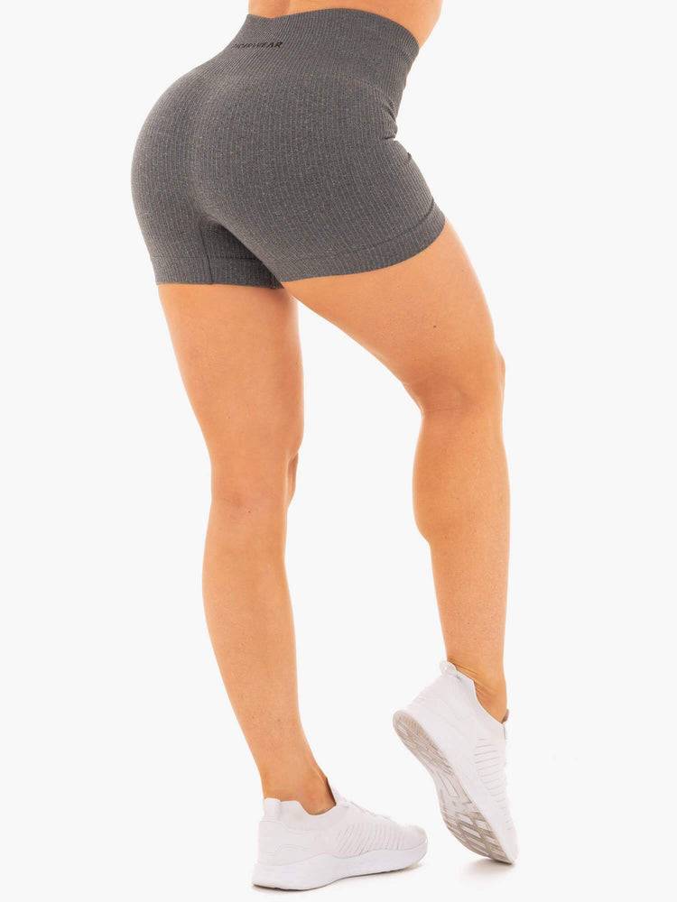 Szorty Damskie Ryderwear Women Shorts Rib Seamless Szare | PL2131WY